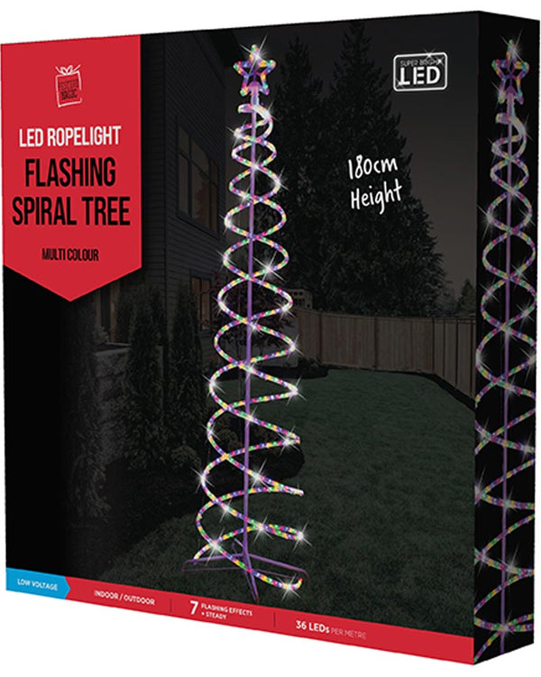 Spiral Tree Multi-Coloured Christmas LED Ropelight 1.8m