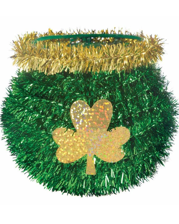 St Patricks Day 3D Tinsel Mini Pot of Gold Decoration 10cm