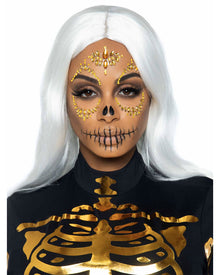 Sugar Skull Adhesive Face Jewels Sticker For Halloween