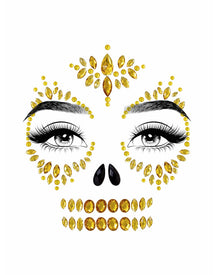 Sugar Skull Adhesive Face Jewels Sticker For Halloween