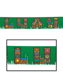 Summer Luau Tiki Letter Fringed Glitter Paper Banner