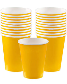Sunshine Yellow 266ml Paper Cups Pack of 8