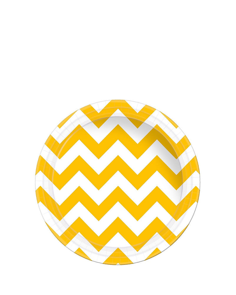 Sunshine Yellow Chevron 17cm Paper Plates Pack of 8