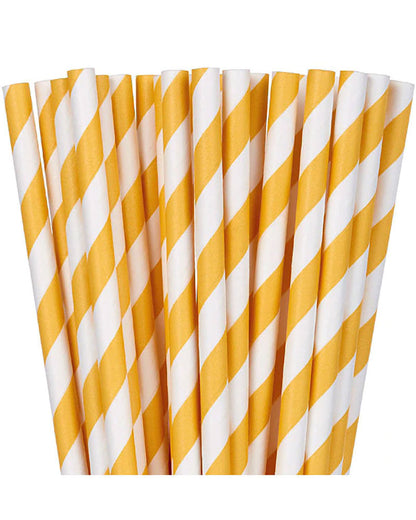 Sunshine Yellow Chevron Striped Paper Straws Pack of 24