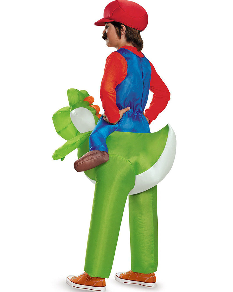 Super Mario Bros Mario Riding Yoshi Inflatable Child Costume