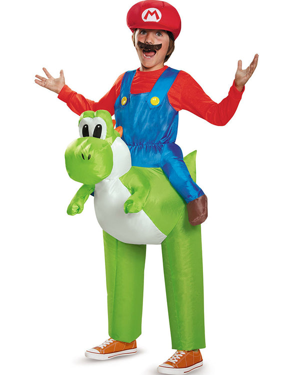 Super Mario Bros Mario Riding Yoshi Inflatable Child Costume