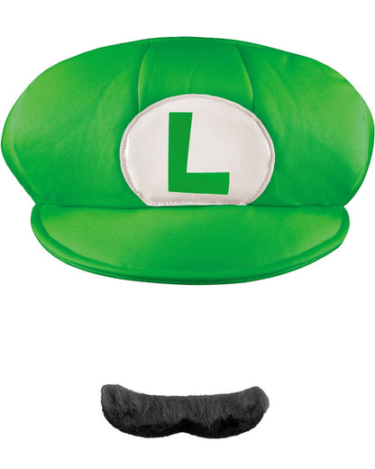 Super Mario Brothers Luigi Adult Hat and Moustache Set