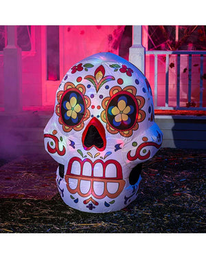 Tall Day of The Dead Calavera Lawn Inflatable 1.2m