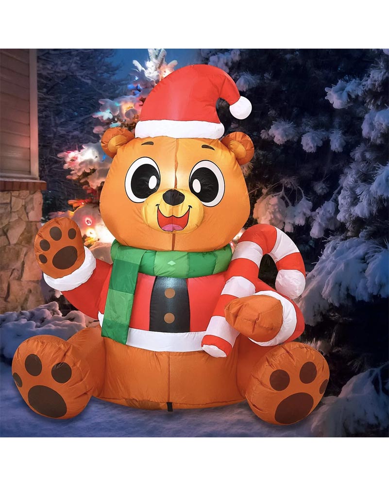 Tall Teddy Bear Christmas Lawn Inflatable 1.5m