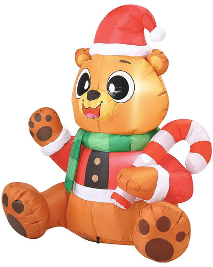 Tall Teddy Bear Christmas Lawn Inflatable 1.5m