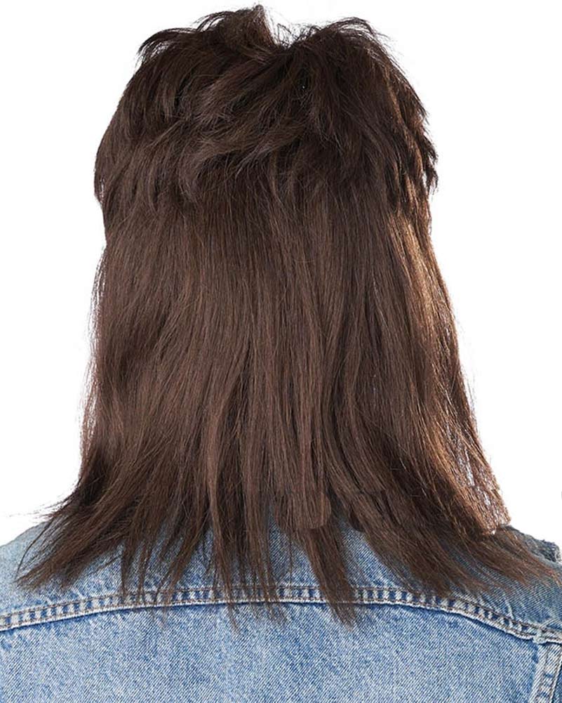 The Lone Wolf Brown Mullet Wig and Moustache