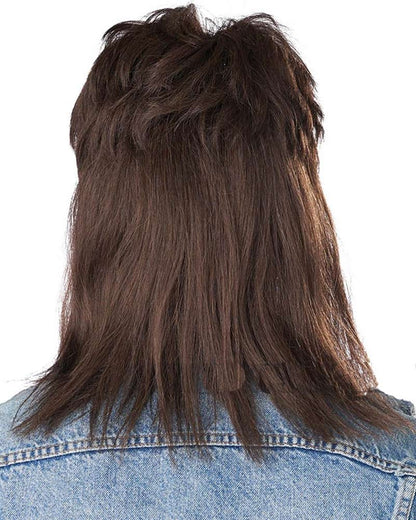 The Lone Wolf Brown Mullet Wig and Moustache