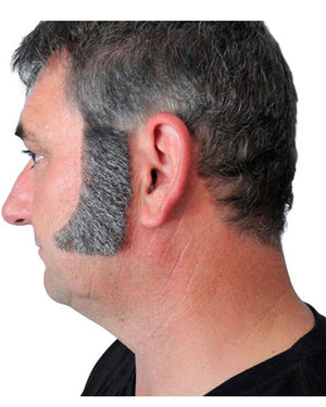 60s Thick Curved Grey Sideburns