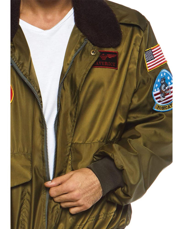 Top Gun Khaki Mens Deluxe Bomber Jacket