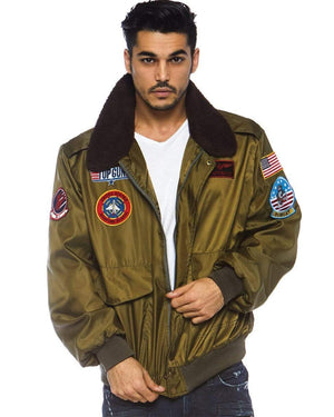 Top Gun Khaki Mens Deluxe Bomber Jacket