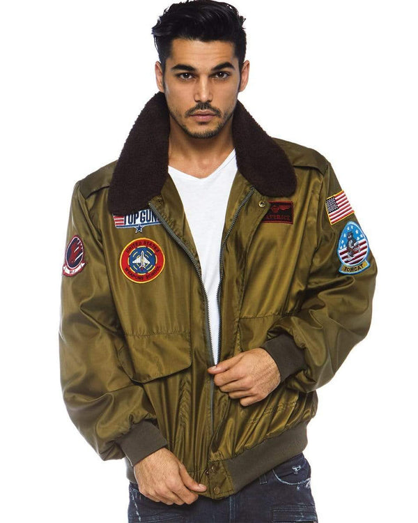 Top Gun Khaki Mens Deluxe Bomber Jacket