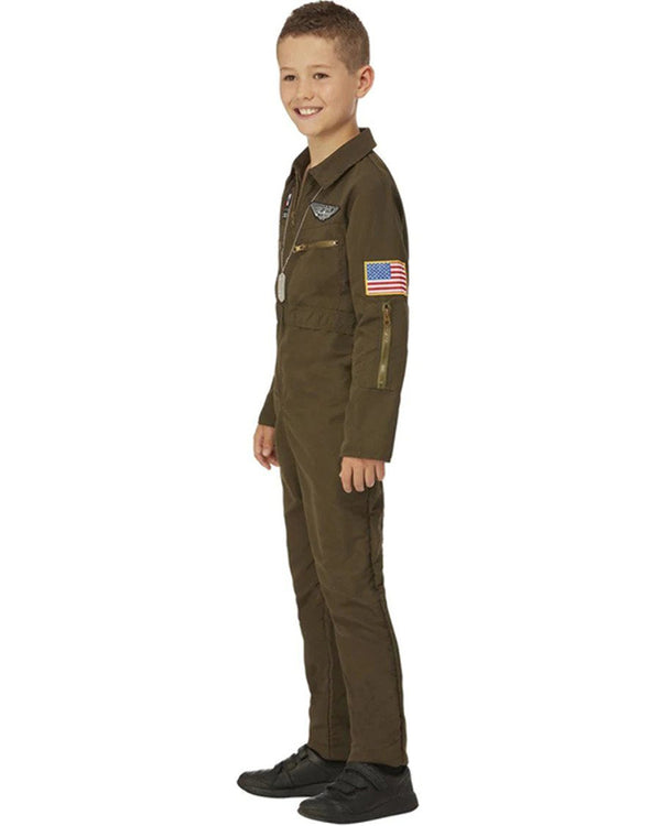 Top Gun Maverick Green Aviator Kids Costume