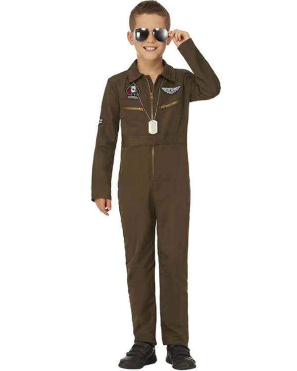 Top Gun Maverick Green Aviator Kids Costume