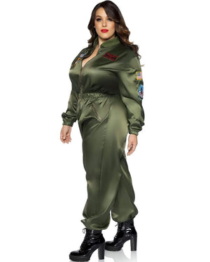 Top Gun Parachute Flight Suit Womens Plus Size Costume