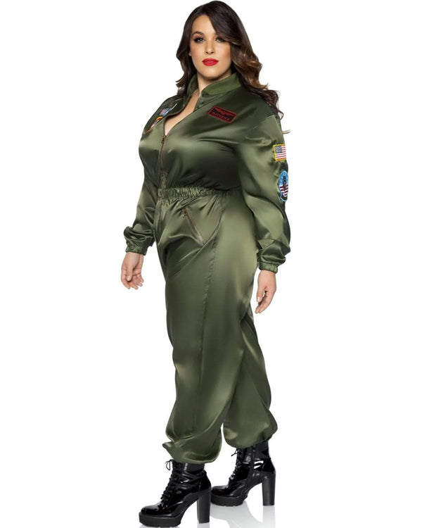 Top Gun Parachute Flight Suit Womens Plus Size Costume