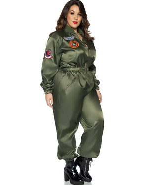 Top Gun Parachute Flight Suit Womens Plus Size Costume