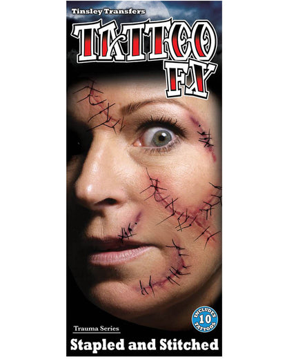 Stapled and Stitched FX Temporary Tattoos