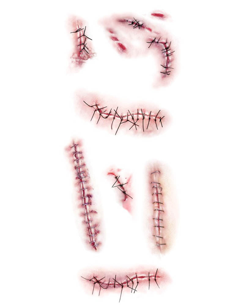Stapled and Stitched FX Temporary Tattoos