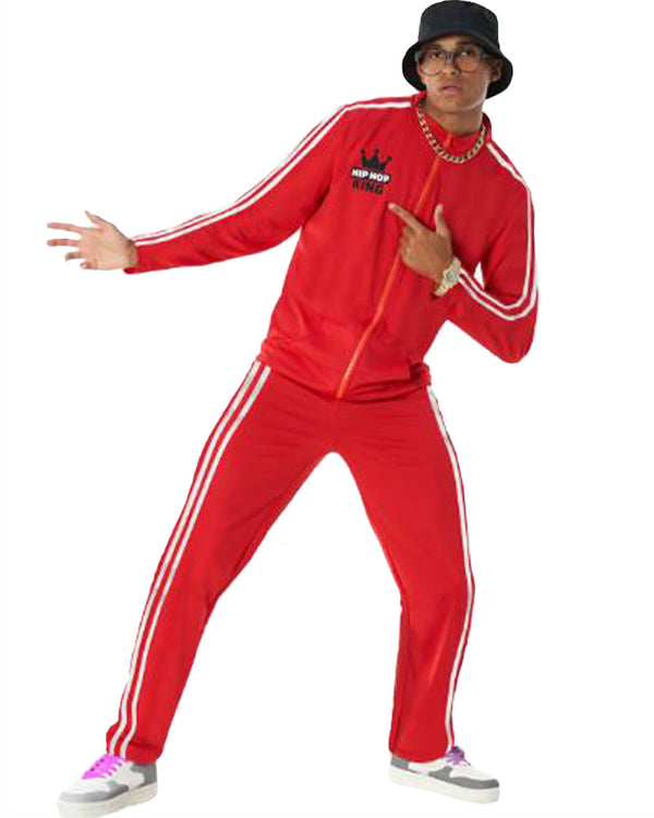 All Red Rapper Fit 90s Tracksuit Rapper Red Mens Costume