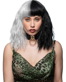 Trash Goddess Short Black and White Halloween Wig