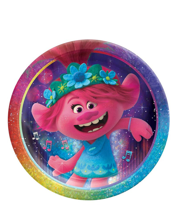Trolls 2 23cm Round Prismatic Paper Plates Pack of 8
