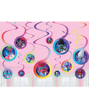 Trolls 2 Hanging Swirl Decorations Pack of 12