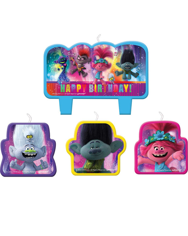 Trolls 2 Happy Birthday Candles Pack of 4