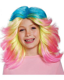 Trolls Lady Glitter Sparkles Rainbow Kids Wig