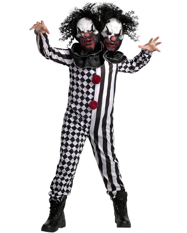 Two Headed Clown Kids Costume