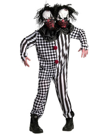 Two Headed Clown Mens Halloween Costume