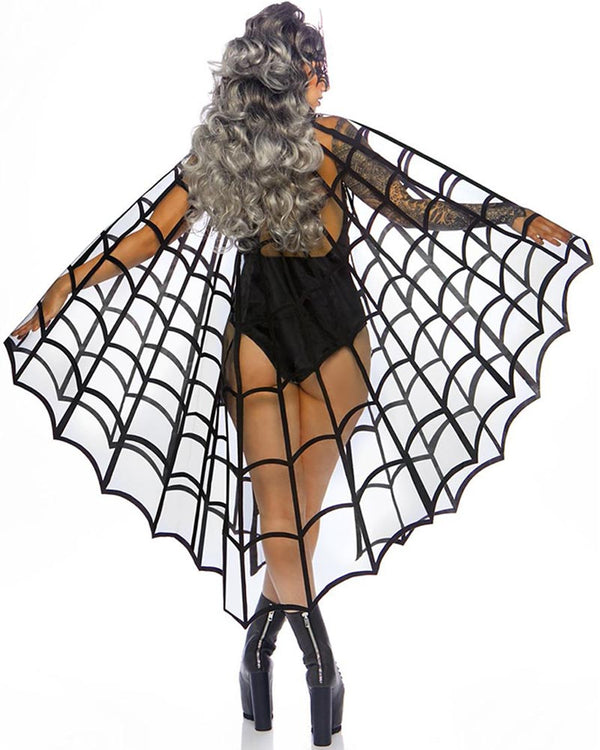 Velvet Flocked Web Cape With Satin Tie