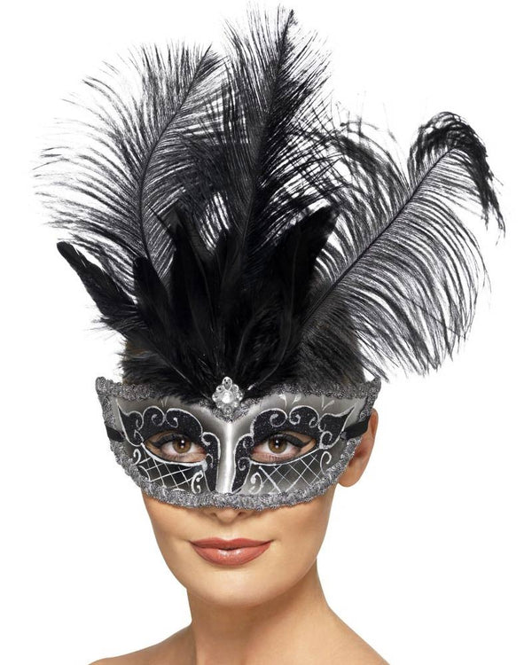 Venetian Colombina Black and Silver Eye Mask