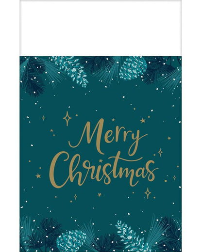 Christmas Very Merry Teal Paper Tablecover