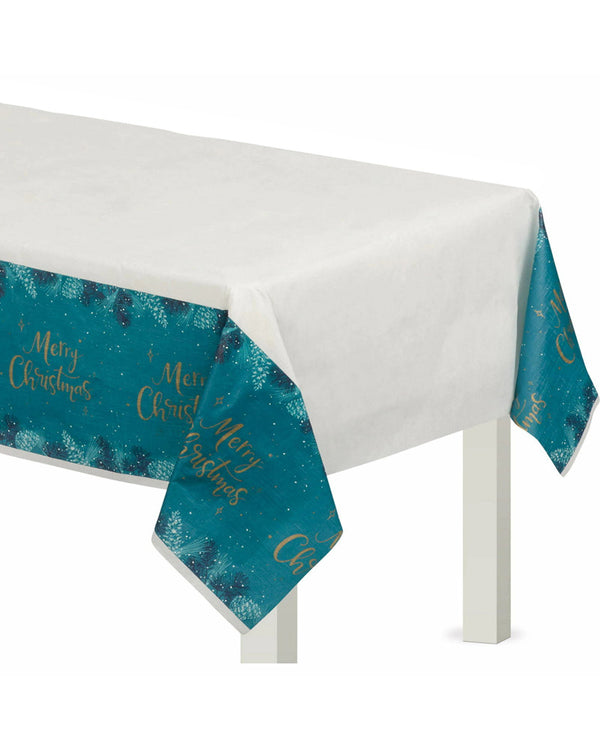 Christmas Very Merry Teal Paper Tablecover