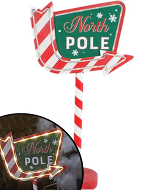 Christmas Vintage Light Up North Pole Stand 58cm