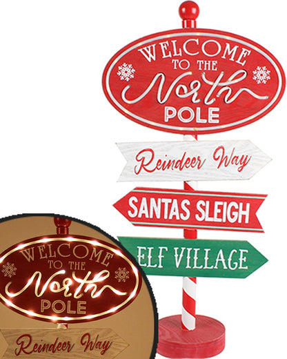 Christmas Vintage Light Up North Pole Stand 62cm