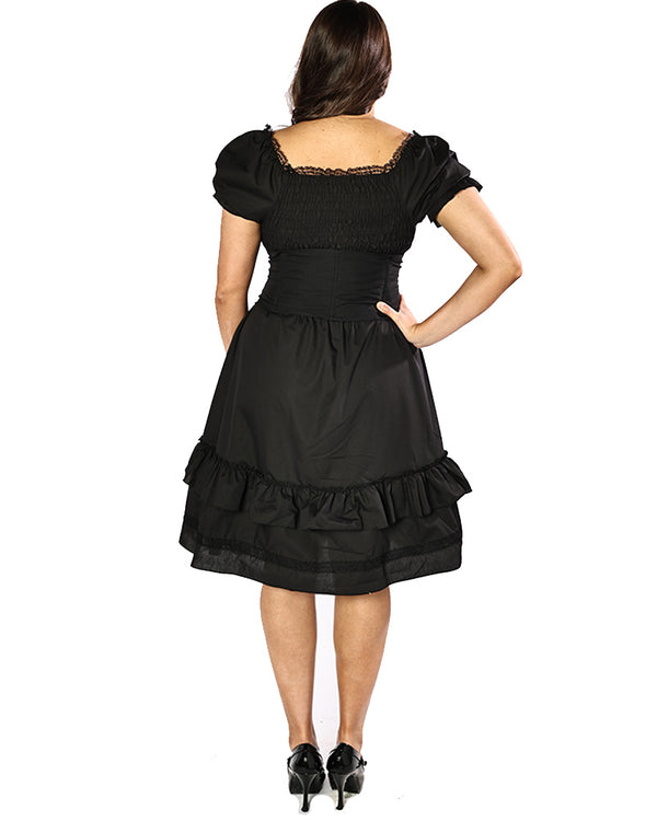 Vintage Victorian Black Corset Womens Plus Size Dress
