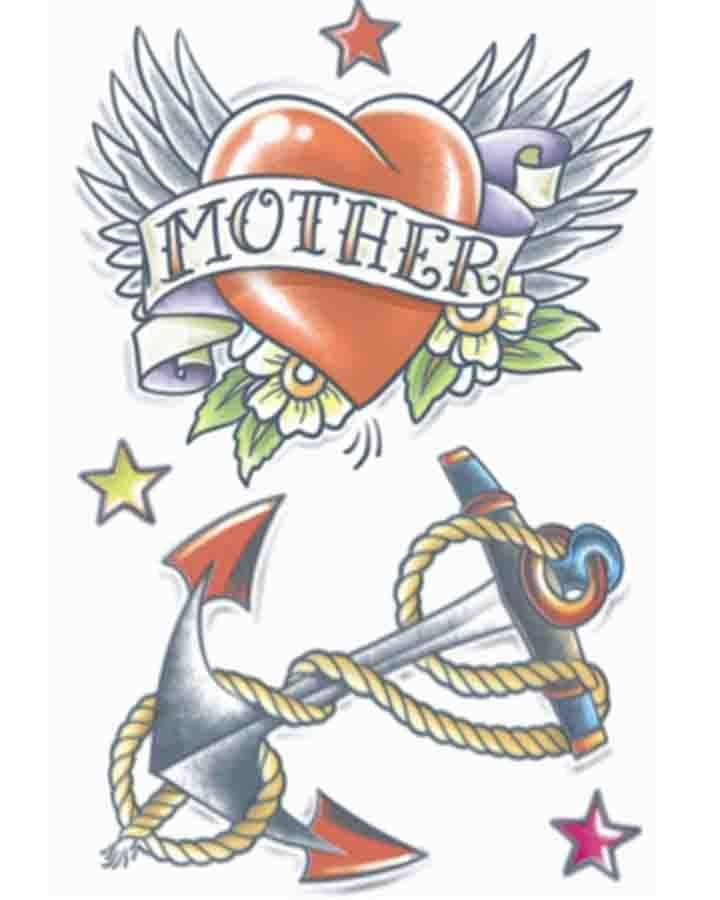 Vintage Heart and Anchor Temporary Tattoo