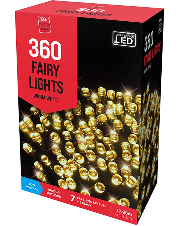 Warm White Flashing LED Christmas Lights 360 Piece