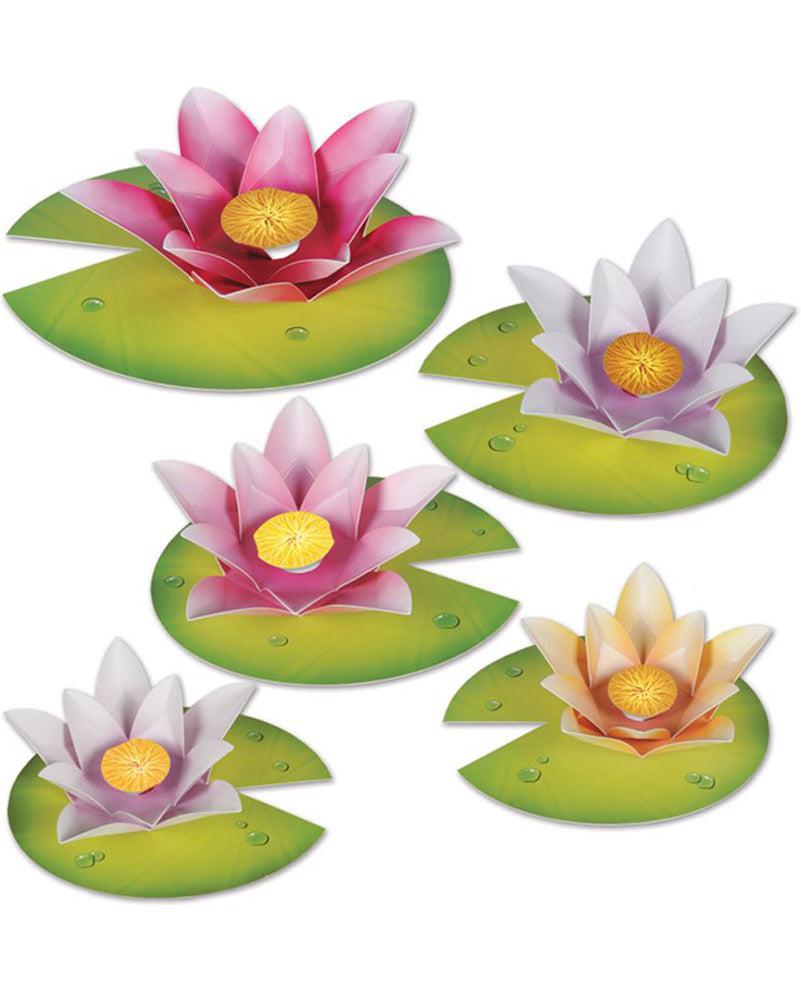 Water Lily Paper Flower Cutouts Pack of 5