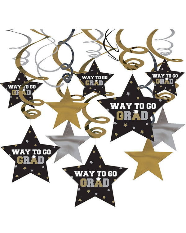Way to Go Grad Hanging Swirl Decorations Mega Value Pack of 30