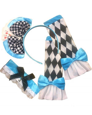 We Are All Mad Here Alice Headband Collar and Wrist Cuffs Set