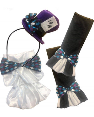We Are All Mad Here Hatter Headband Collar and Wrist Cuffs Set