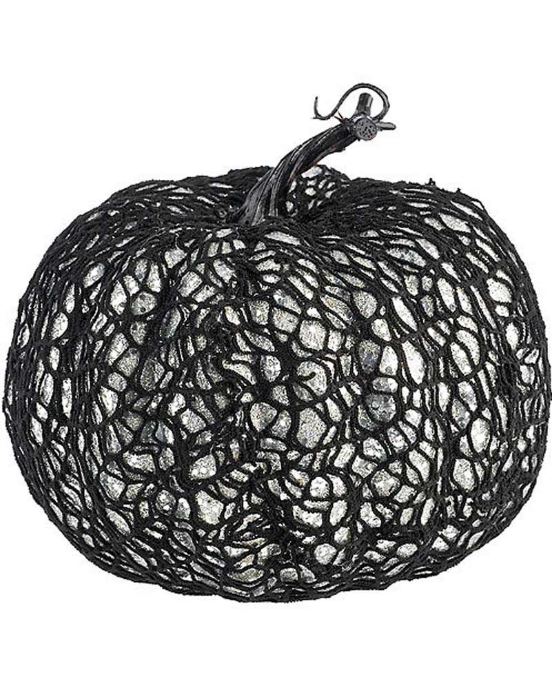 Web Covered Glittered Pumpkin 28cm