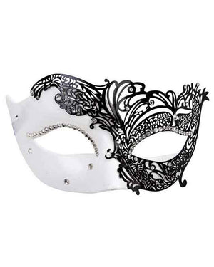 White and Black Filigree Eye Mask
